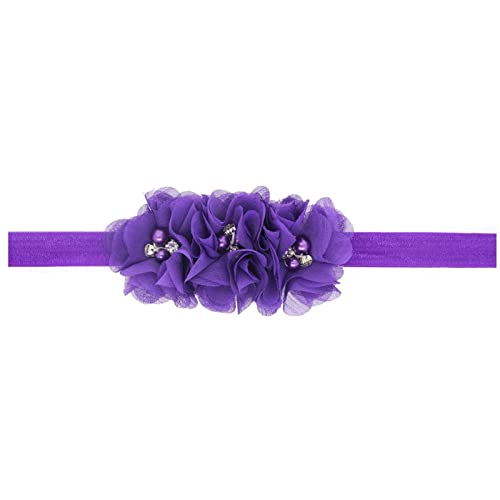 Blumen Stirnbänder Baby Mädchen Stirnband Haarband Schleife Haarband für Neugeborene Baby-Mädchen-Bögen Kopfbedeckung Elastische Haarbänder Geschenke (Purple, One Size) von SHUIYUE