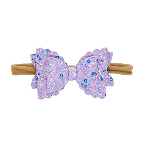 Blumen Stirnbänder Baby Mädchen Stirnband Haarband Schleife Haarband für Neugeborene Baby-Mädchen-Bögen Kopfbedeckung Elastische Haarbänder Prinzessin (Purple, One Size) von SHUIYUE