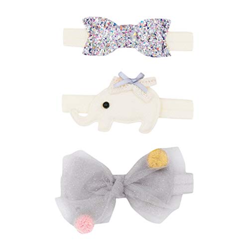 Headband Set Friseur Baby elastisch 3Stück Kinder Bowknot Blumenzubehör Mädchen Babypflege Haarband Baby Rentier (Beige, One Size) von SHUIYUE