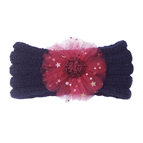 Kleinkind Baby Mädchen Stretch gestrickt geknotet Haarband Kopfbedeckung Stirnband Schleifenstirnband (Navy, One Size) von SHUIYUE