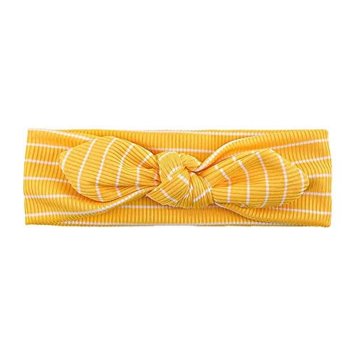 Kleinkind Baby Mädchen gerippt gestreift Schleife Haarband Kopfbedeckung Stirnband Haarschmuck Schleife (Yellow, One Size) von SHUIYUE