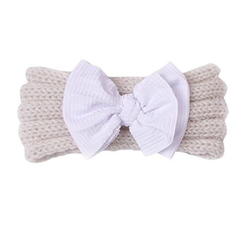 Kleinkind Baby Mädchen gestrickt Color Block Bowknot Haarband Kopfbedeckung Stirnband Haarreifen Mädchen (Beige, One Size) von SHUIYUE