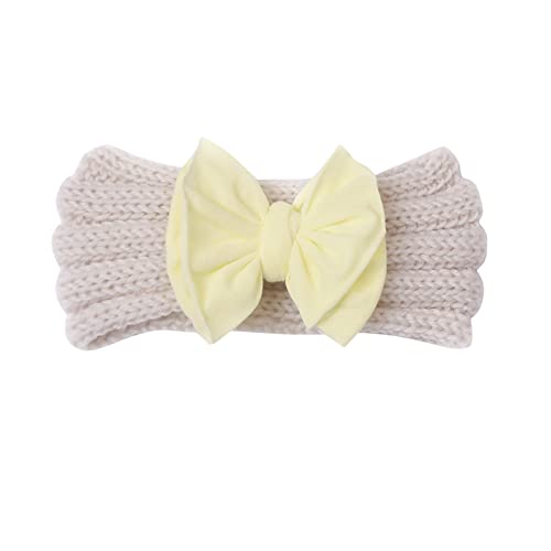 Kleinkind Baby Mädchen gestrickt Color Block Bowknot Haarband Kopfbedeckung Stirnband Sommer Haarband (Beige, One Size) von SHUIYUE