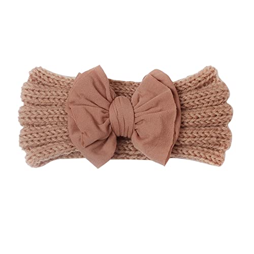 Kleinkind Baby Mädchen gestrickt Color Block Bowknot Haarband Kopfbedeckung Stirnband Sommer Haarband (Coffee, One Size) von SHUIYUE