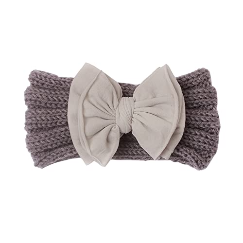 Kleinkind Baby Mädchen gestrickt Color Block Bowknot Haarband Kopfbedeckung Stirnband Sommer Haarband (Grey, One Size) von SHUIYUE