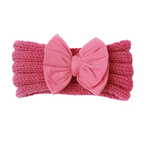 Kleinkind Baby Mädchen gestrickt Color Block Bowknot Haarband Kopfbedeckung Stirnband Sommer Haarband (Hot Pink, One Size) von SHUIYUE