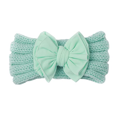 Kleinkind Baby Mädchen gestrickt Color Block Bowknot Haarband Kopfbedeckung Stirnband Sommer Haarband (Mint Green, One Size) von SHUIYUE