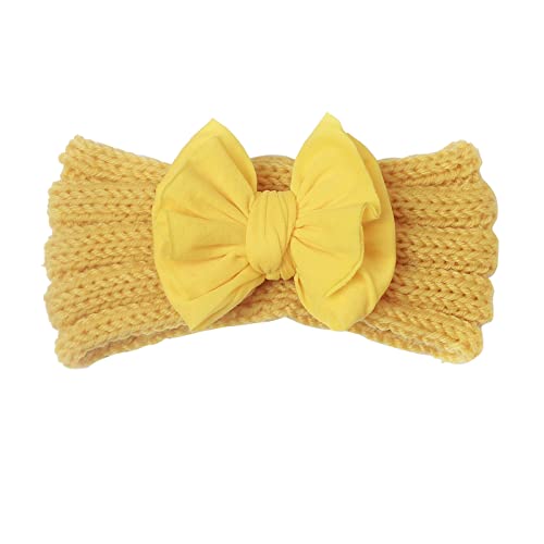 Kleinkind Baby Mädchen gestrickt Color Block Bowknot Haarband Kopfbedeckung Stirnband Sommer Haarband (Yellow, One Size) von SHUIYUE