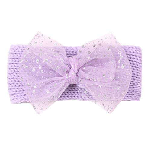 Kleinkind Baby Mädchen gestrickt feste Spitze Schleife Haarband Kopfbedeckung Stirnband Gummibänder Haarschmuck Haarschleifen Baby (Purple, One Size) von SHUIYUE