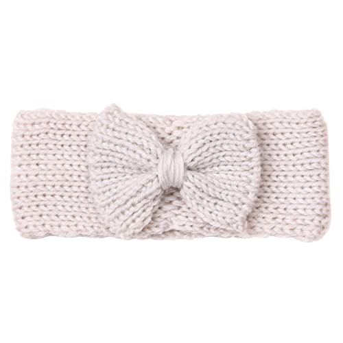 Kleinkind Baby Mädchen gestrickt solide Schleife Haarband Kopfbedeckung Stirnband Baby 12 Monate Geschenk (Beige, One Size) von SHUIYUE