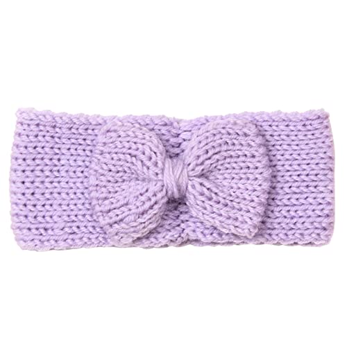 Kleinkind Baby Mädchen gestrickt solide Schleife Haarband Kopfbedeckung Stirnband Baby 12 Monate Geschenk (Purple, One Size) von SHUIYUE