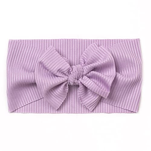 Kleinkind Baby Mädchen solide gerippte Schleife Haarband Kopfbedeckung Stirnband Baby Turbane (Purple, One Size) von SHUIYUE