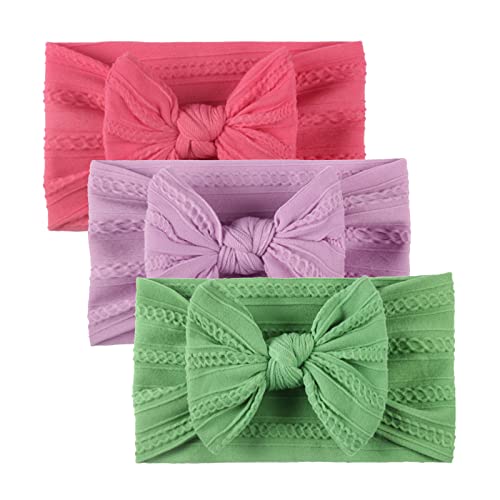 Kleinkind Kleinkind Baby Mädchen Solide Schleife Haarband Kopfbedeckung Stirnband Gummibänder Haarschmuck 3er Pack Neugeborenen Mädchen (D, One Size) von SHUIYUE