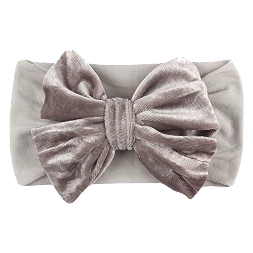 Kopfbedeckung Haarschleife solide Baby samt Mädchen Band Kinder Headband Zubehör für Babypflege Haarschmuck Neugeborene (Grey, One Size) von SHUIYUE