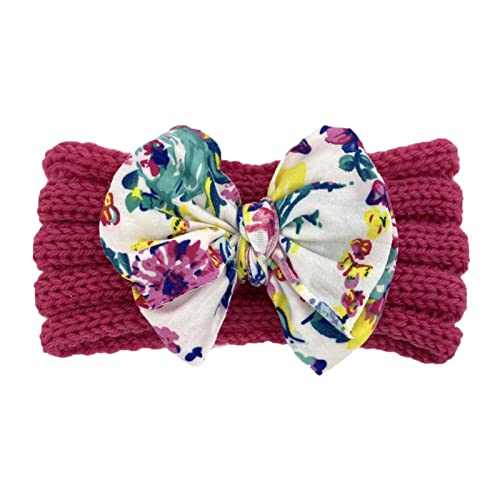 Kopfbedeckung Kleinkind Druck Mädchen Baby Stirnband gestrickt Blumen Bowknot Haarband Brief Kleinkind Babypflege Baby Neugeborenen Geschenk (H, One Size) von SHUIYUE