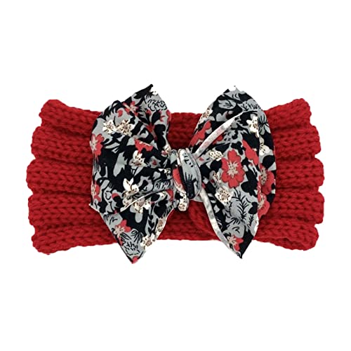 Kopfbedeckung Kleinkind Druck Mädchen Baby Stirnband gestrickt Blumen Bowknot Haarband Brief Kleinkind Babypflege Baby Neugeborenen Geschenk (J, One Size) von SHUIYUE