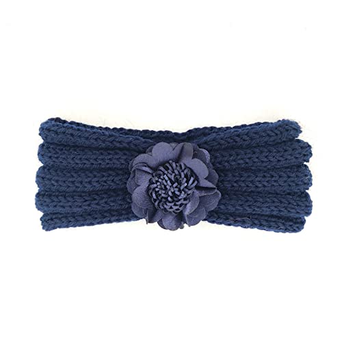 Kopfbedeckung gestrickt Blumen Kleinkind Stirnband Infant Hairband Stretch Solid Baby Mädchen Babypflege Haargummi Gelb (J, One Size) von SHUIYUE