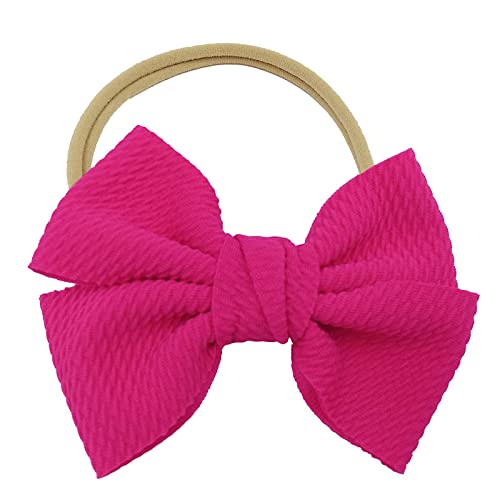 Stirnbänder Baby Mädchen Elastisches Haarband Baby Schleife Haarband für Neugeborene Baby-Mädchen-Bögen Kopfbedeckung Elastische Haarbänder für Kleinkinder (Hot Pink, One Size) von SHUIYUE