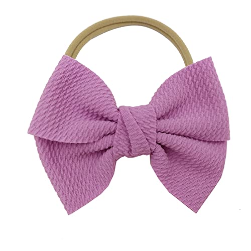 Stirnbänder Baby Mädchen Elastisches Haarband Baby Schleife Haarband für Neugeborene Baby-Mädchen-Bögen Kopfbedeckung Elastische Haarbänder für Kleinkinder (Purple, One Size) von SHUIYUE