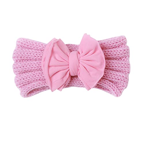 Stirnbänder Baby Mädchen Haarband Baby Schleife Gestrickt Haarband für Neugeborene Baby-Mädchen-Bögen Kopfbedeckung Elastische Haarbänder für Baby Mädchen (a-Pink, One Size) von SHUIYUE