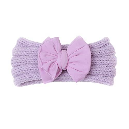 Stirnbänder Baby Mädchen Haarband Baby Schleife Gestrickt Haarband für Neugeborene Baby-Mädchen-Bögen Kopfbedeckung Elastische Haarbänder für Baby Mädchen (a-Purple, One Size) von SHUIYUE