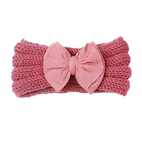 Stirnbänder Baby Mädchen Haarband Baby Schleife Gestrickt Haarband für Neugeborene Baby-Mädchen-Bögen Kopfbedeckung Elastische Haarbänder für Baby Mädchen (a-Watermelon Red, One Size) von SHUIYUE