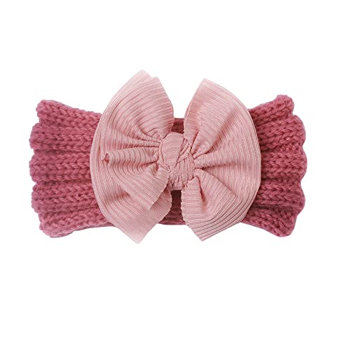 Stirnbänder Baby Mädchen Haarband Baby Schleife Gestrickt Haarband für Neugeborene Baby-Mädchen-Bögen Kopfbedeckung Elastische Haarbänder für Baby Mädchen (b-Watermelon Red, One Size) von SHUIYUE