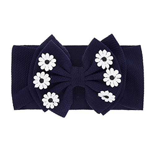 Stirnbänder Baby Mädchen Haarband Baby Schleife Haarband für Neugeborene Baby-Mädchen-Bögen Kopfbedeckung Elastische Haarbänder für Kleinkinder Baby (Navy, One Size) von SHUIYUE