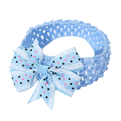 Stirnbänder Baby Mädchen Punktdrucke Haarband Baby Schleife Haarband für Neugeborene Baby-Mädchen-Bögen Kopfbedeckung Elastische Haarbänder (Blue, One Size) von SHUIYUE