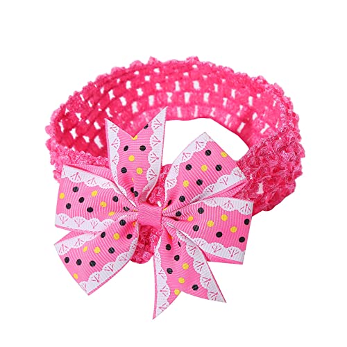 Stirnbänder Baby Mädchen Punktdrucke Haarband Baby Schleife Haarband für Neugeborene Baby-Mädchen-Bögen Kopfbedeckung Elastische Haarbänder (Hot Pink, One Size) von SHUIYUE