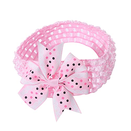 Stirnbänder Baby Mädchen Punktdrucke Haarband Baby Schleife Haarband für Neugeborene Baby-Mädchen-Bögen Kopfbedeckung Elastische Haarbänder (Pink, One Size) von SHUIYUE