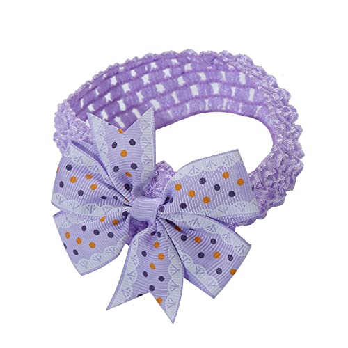 Stirnbänder Baby Mädchen Punktdrucke Haarband Baby Schleife Haarband für Neugeborene Baby-Mädchen-Bögen Kopfbedeckung Elastische Haarbänder (Purple, One Size) von SHUIYUE