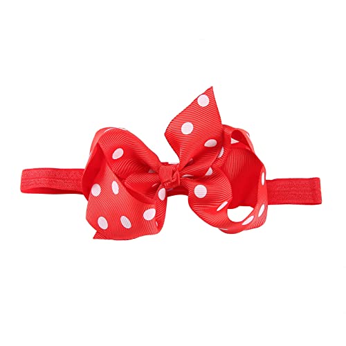 Stirnbänder Baby Mädchen Punktdrucke Haarband Baby Schleife Haarband für Neugeborene Baby-Mädchen-Bögen Kopfbedeckung Elastische Haarbänder für Kleinkinder (Red#2, One Size) von SHUIYUE