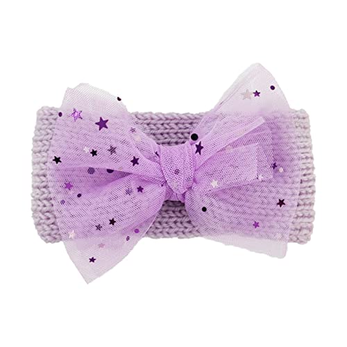 Stirnbänder Baby Mädchen Spitze Haarband Baby Schleife Haarband für Neugeborene Baby-Mädchen-Bögen Kopfbedeckung Elastische Haarbänder für Kleinkinder (Purple, One Size) von SHUIYUE