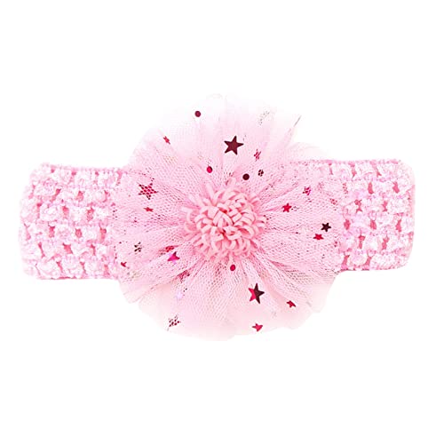 Stirnbänder Baby Mädchen Spitze Haarband Schleife Haarband für Neugeborene Baby-Mädchen-Bögen Kopfbedeckung Elastische Haarbänder (Pink, One Size) von SHUIYUE