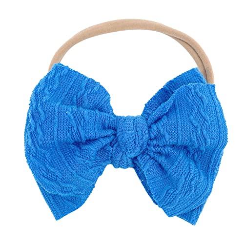 Stirnbänder Baby Mädchen Strecken Haarband Baby Schleife Haarband für Neugeborene Baby-Mädchen-Bögen Kopfbedeckung Elastische Haarbänder für Kleinkinder (Blue, One Size) von SHUIYUE