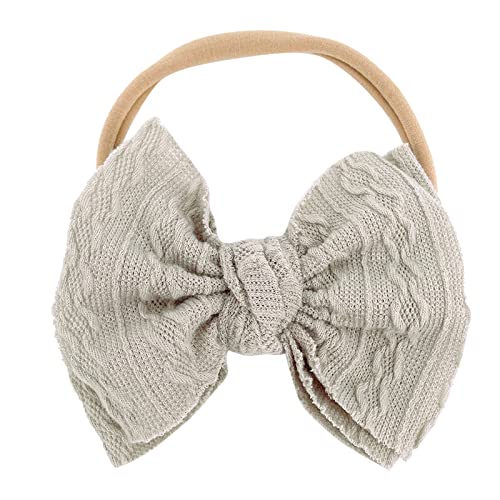 Stirnbänder Baby Mädchen Strecken Haarband Baby Schleife Haarband für Neugeborene Baby-Mädchen-Bögen Kopfbedeckung Elastische Haarbänder für Kleinkinder (Grey, One Size) von SHUIYUE