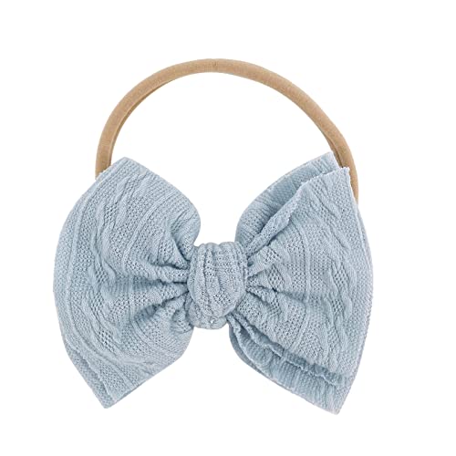 Stirnbänder Baby Mädchen Strecken Haarband Baby Schleife Haarband für Neugeborene Baby-Mädchen-Bögen Kopfbedeckung Elastische Haarbänder für Kleinkinder (Light Blue, One Size) von SHUIYUE