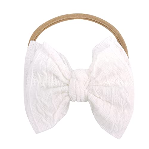 Stirnbänder Baby Mädchen Strecken Haarband Baby Schleife Haarband für Neugeborene Baby-Mädchen-Bögen Kopfbedeckung Elastische Haarbänder für Kleinkinder (White, One Size) von SHUIYUE