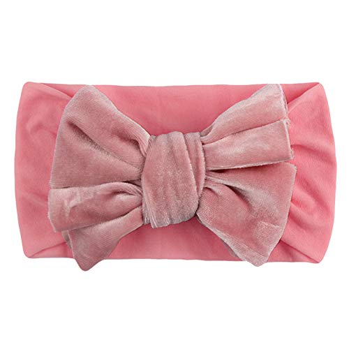 SHUIYUE Stirnbänder Samt Baby Mädchen Haarband Baby Schleife Haarband für Neugeborene Baby-Mädchen-Bögen Kopfbedeckung Elastische Haarbänder für Kleinkinder (Pink, One Size) von SHUIYUE