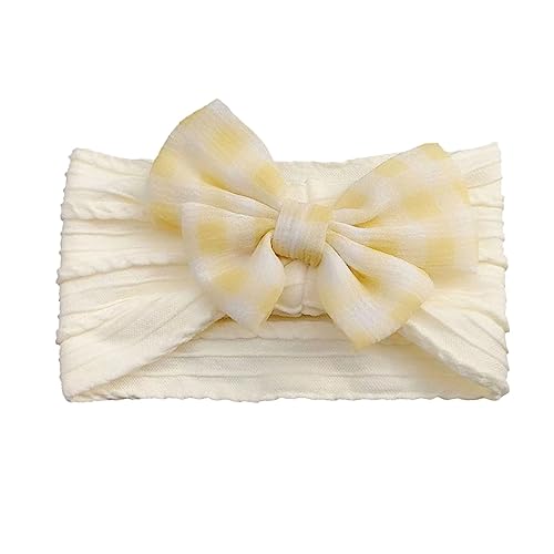 Stirnbänder Streifen Baby Mädchen Haarband Baby Schleife Haarband für Neugeborene Baby-Mädchen-Bögen Kopfbedeckung Elastische Haarbänder für Kleinkinder (Beige, One Size) von SHUIYUE