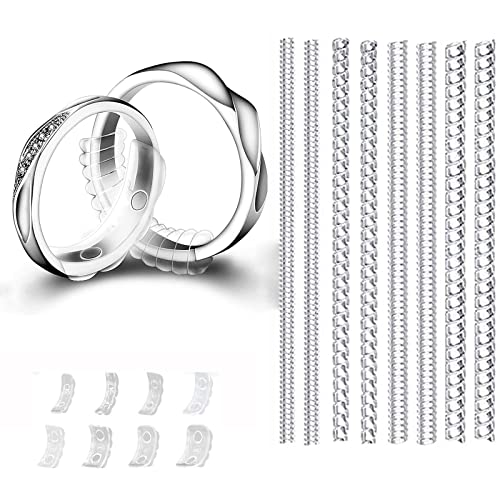 SHULLIN 16-teiliger Ringgrößenversteller: Unsichtbar, Passend für Damen- und Herrenringe, Inkl. 8 verschiedenen Größen, Transparent, Silikon von SHULLIN