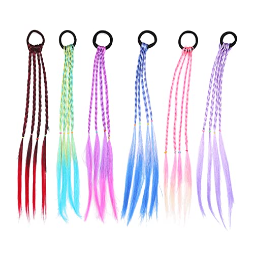 SHULLIN 6 Stück Kinder Bunte Haarsträhnen Nylon Geflochtene Haar Neon Haar Geflecht Extensions Anhänge Geflochtenes Haargummiband Nylon Extensions Bunte Haarverlängerungen Geflochtenes von SHULLIN