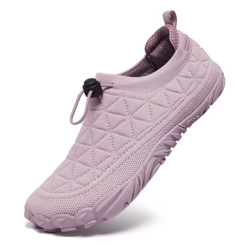 SHULOOK Barfußschuhe Herren Damen rutschfeste Breite Barfußschuhe Atmungsaktive Unisex Traillaufschuhe (Lila EU 38) von SHULOOK