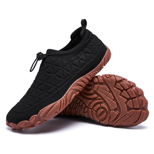 SHULOOK Barfußschuhe Herren Damen rutschfeste Breite Barfußschuhe Atmungsaktive Unisex Traillaufschuhe (Schwarz EU 40) von SHULOOK