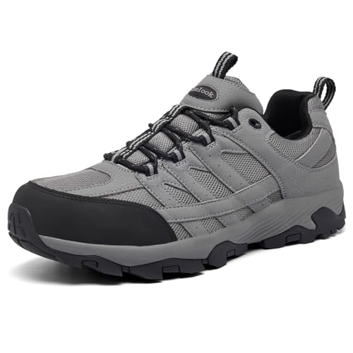 SHULOOK Herren Wanderschuhe Wasserdicht Leichte rutschfest Trekkingschuhe Outdoorschuhe Grau Gr 41.5EU von SHULOOK