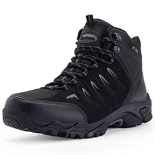 SHULOOK Herren Wasserdicht Wanderstiefel Rutschfest Leicht Mid Top Ankle Boot Atmungsaktiv Hiker Trekking Schuhe von SHULOOK