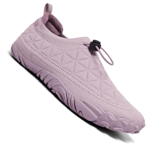 SHULOOK Unisex Barfußschuhe Herren Damen rutschfeste Breite Barfussschuhe Atmungsaktive Barfuss Schuhe Wasserschuhe Sneakers (Lila EU 37) von SHULOOK