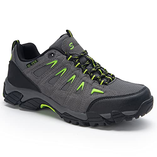 SHULOOK Wanderschuhe Herren Wasserdicht Leichte Outdoor Trekkingschuhe Knöchel Bergschuhe rutschfeste Schuhe Herren Sneaker Ultralight Sportschuhe für Camping, Wandern (Grau Grün, Numeric_41) von SHULOOK