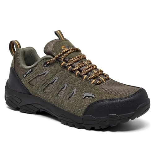 SHULOOK Wanderschuhe Herren Wasserdicht Leichte Outdoor Trekkingschuhe Knöchel Bergschuhe rutschfeste Schuhe Herren Sneaker Ultralight Sportschuhe für Camping, Wandern (Dunkelgrün EU 43) von SHULOOK